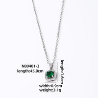 Wholesale Casual Sweet Square 304 Stainless Steel Copper Inlay Rhodium Plated Zircon Pendant Necklace sku image 3