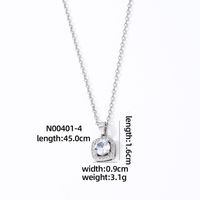 Wholesale Casual Sweet Square 304 Stainless Steel Copper Inlay Rhodium Plated Zircon Pendant Necklace sku image 4