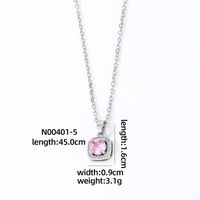 Wholesale Casual Sweet Square 304 Stainless Steel Copper Inlay Rhodium Plated Zircon Pendant Necklace sku image 5
