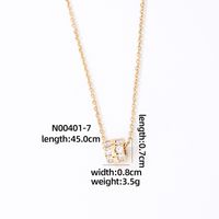 Wholesale Casual Sweet Square 304 Stainless Steel Copper Inlay Rhodium Plated Zircon Pendant Necklace sku image 7