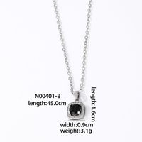 Wholesale Casual Sweet Square 304 Stainless Steel Copper Inlay Rhodium Plated Zircon Pendant Necklace sku image 8