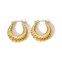 1 Pair Streetwear Spiral Stripe Plating 304 Stainless Steel 18K Gold Plated Hoop Earrings main image 5