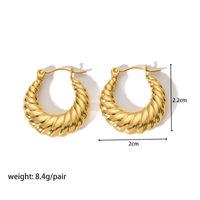 1 Pair Streetwear Spiral Stripe Plating 304 Stainless Steel 18K Gold Plated Hoop Earrings main image 2