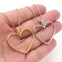 Simple Style Heart Shape Copper White Gold Plated Gold Plated Zircon Pendant Necklace In Bulk main image 2
