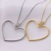 Simple Style Heart Shape Copper White Gold Plated Gold Plated Zircon Pendant Necklace In Bulk main image 1