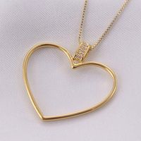 Einfacher Stil Herzform Kupfer Weißgold Plattiert Vergoldet Zirkon Halskette Mit Anhänger In Masse main image 4