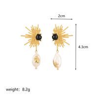 1 Pair Streetwear Fireworks Irregular Plating Inlay Copper Natural Stone Freshwater Pearl 18k Gold Plated Drop Earrings sku image 2