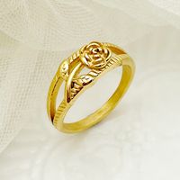 304 Stainless Steel 14K Gold Plated Romantic Roman Style Plating Rose Rings main image 1