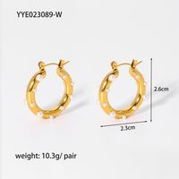 1 Pair Lady Round Dots Plating Inlay 304 Stainless Steel Artificial Pearls Zircon 18K Gold Plated Hoop Earrings sku image 1