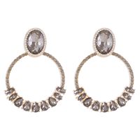 1 Pair Elegant Vintage Style Oval Water Droplets Inlay Alloy Rhinestones Drop Earrings main image 2