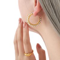 1 Pair Lady Baroque Style Geometric Plating Inlay Titanium Steel Artificial Pearls 18k Gold Plated Ear Studs main image 6