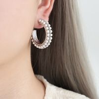 1 Pair Lady Baroque Style Geometric Plating Inlay Titanium Steel Artificial Pearls 18k Gold Plated Ear Studs main image 5