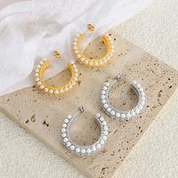 1 Pair Lady Baroque Style Geometric Plating Inlay Titanium Steel Artificial Pearls 18k Gold Plated Ear Studs main image 1