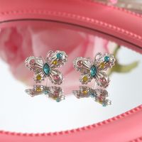 1 Pair Sweet Butterfly Inlay Alloy Rhinestones Ear Studs main image 3