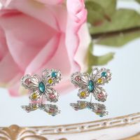 1 Pair Sweet Butterfly Inlay Alloy Rhinestones Ear Studs main image 4