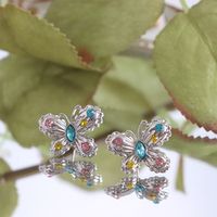 1 Pair Sweet Butterfly Inlay Alloy Rhinestones Ear Studs main image 1