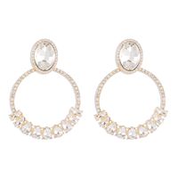 1 Pair Elegant Vintage Style Oval Water Droplets Inlay Alloy Rhinestones Drop Earrings sku image 1