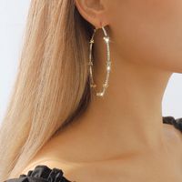 1 Pair Exaggerated Streetwear Shiny Star Inlay Copper Rhinestones Hoop Earrings main image 1