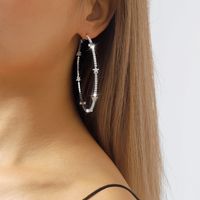 1 Pair Exaggerated Streetwear Shiny Star Inlay Copper Rhinestones Hoop Earrings main image 4