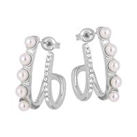 1 Pair Elegant Baroque Style Geometric Plating Inlay Titanium Steel Artificial Pearls Zircon 18k Gold Plated Earrings sku image 2