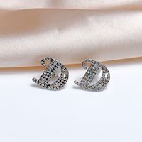 Fashion Round Heart Shape Flower Brass Inlay Artificial Pearls Rhinestones Opal Ear Clips 1 Pair sku image 29