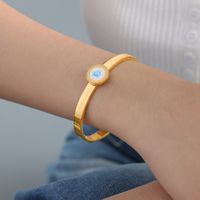 Rock Streetwear Devil's Eye Titanium Steel 18k Gold Plated Turquoise Bangle In Bulk sku image 12