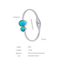 Rock Streetwear Devil's Eye Titanium Steel 18k Gold Plated Turquoise Bangle In Bulk sku image 2