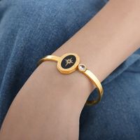 Rock Streetwear Devil's Eye Titanium Steel 18k Gold Plated Turquoise Bangle In Bulk sku image 21