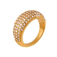 Luxurious Shiny Geometric Titanium Steel Plating Inlay Rhinestones 18k Gold Plated Rings main image 2