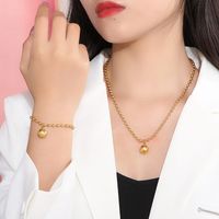 Stainless Steel 18K Gold Plated Streetwear Plating Solid Color Bracelets Necklace main image 10