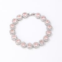 Copper Rhodium Plated Luxurious Cool Style Inlay Round Zircon Bracelets main image 2