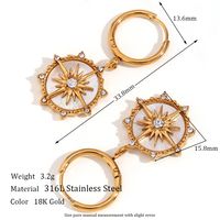 1 Pair Basic Vintage Style Classic Style Sun Plating Inlay Stainless Steel Rhinestones 18k Gold Plated Drop Earrings main image 5