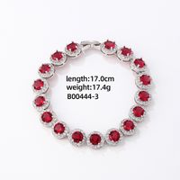 Copper Rhodium Plated Luxurious Cool Style Inlay Round Zircon Bracelets sku image 4