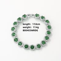 Copper Rhodium Plated Luxurious Cool Style Inlay Round Zircon Bracelets sku image 6