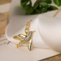 Modern Style Classic Style Bird Copper 18k Gold Plated Zircon Pendant Necklace In Bulk main image 3