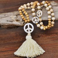 Ethnic Style Bohemian Symbol Wood Turquoise Cotton Wholesale Sweater Chain Long Necklace main image 5