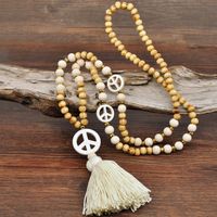 Ethnic Style Bohemian Symbol Wood Turquoise Cotton Wholesale Sweater Chain Long Necklace main image 4