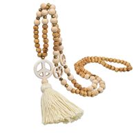 Ethnic Style Bohemian Symbol Wood Turquoise Cotton Wholesale Sweater Chain Long Necklace sku image 1