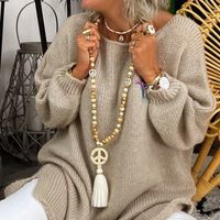 Ethnic Style Bohemian Symbol Wood Turquoise Cotton Wholesale Sweater Chain Long Necklace main image 6