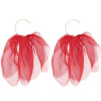 1 Pair Fairy Style Round Solid Color Petal Alloy Cloth Drop Earrings main image 4