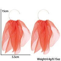 1 Pair Fairy Style Round Solid Color Petal Alloy Cloth Drop Earrings main image 5