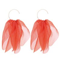 1 Pair Fairy Style Round Solid Color Petal Alloy Cloth Drop Earrings sku image 3