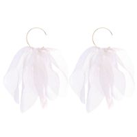1 Pair Fairy Style Round Solid Color Petal Alloy Cloth Drop Earrings sku image 5