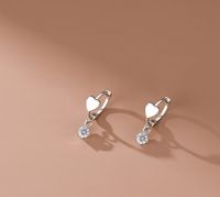 1 Pair Simple Style Heart Shape Inlay Sterling Silver Zircon Drop Earrings sku image 1