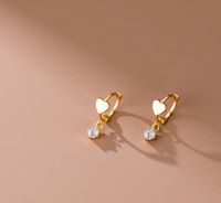 1 Pair Simple Style Heart Shape Inlay Sterling Silver Zircon Drop Earrings sku image 2