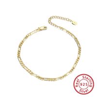 Vacation Simple Style Solid Color Sterling Silver Plating 14k Gold Plated White Gold Plated Rhodium Plated Women's Anklet sku image 1