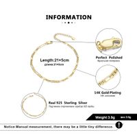 Vacation Simple Style Solid Color Sterling Silver Plating 14k Gold Plated White Gold Plated Rhodium Plated Women's Anklet main image 4