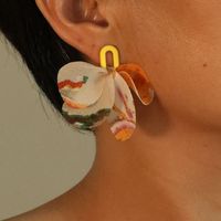 1 Pair Simple Style Artistic Petal Arylic Cloth Drop Earrings sku image 2