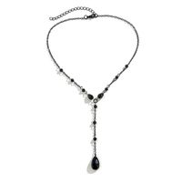 Gothic Vintage Style Irregular Water Droplets Crystal Copper Necklace In Bulk main image 3