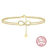 Simple Style Infinity Sterling Silver Plating Inlay Zircon 14k Gold Plated White Gold Plated Silver Plated Women's Anklet sku image 1